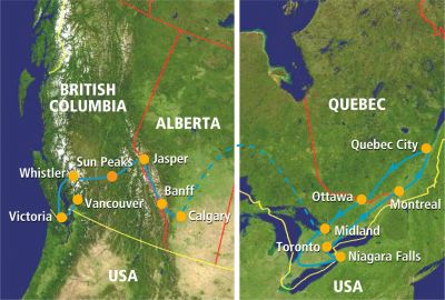 Map showing the Tour regions